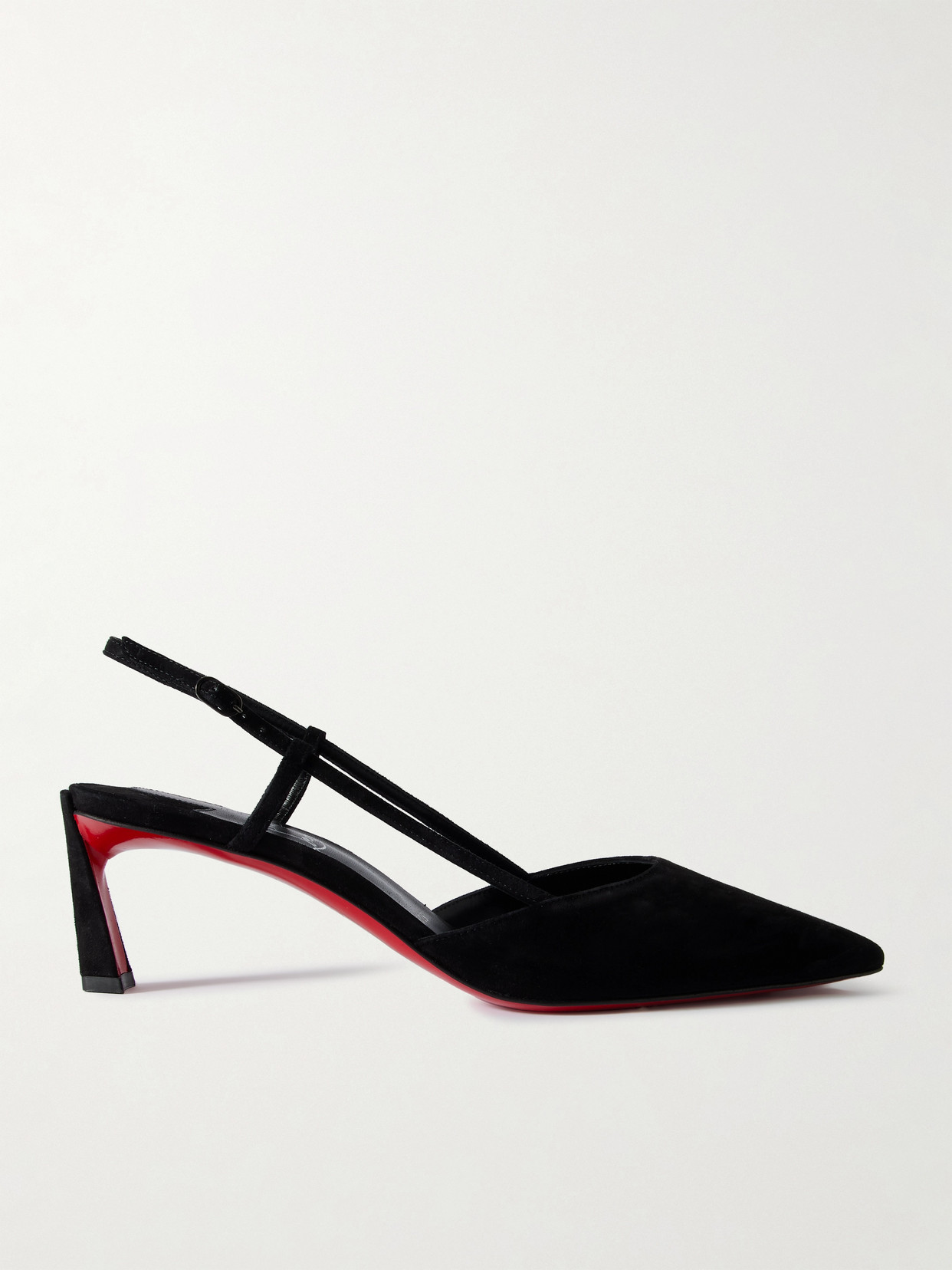 Shop Christian Louboutin Condoroline 55 Cutout Velour Slingback Pumps In Black