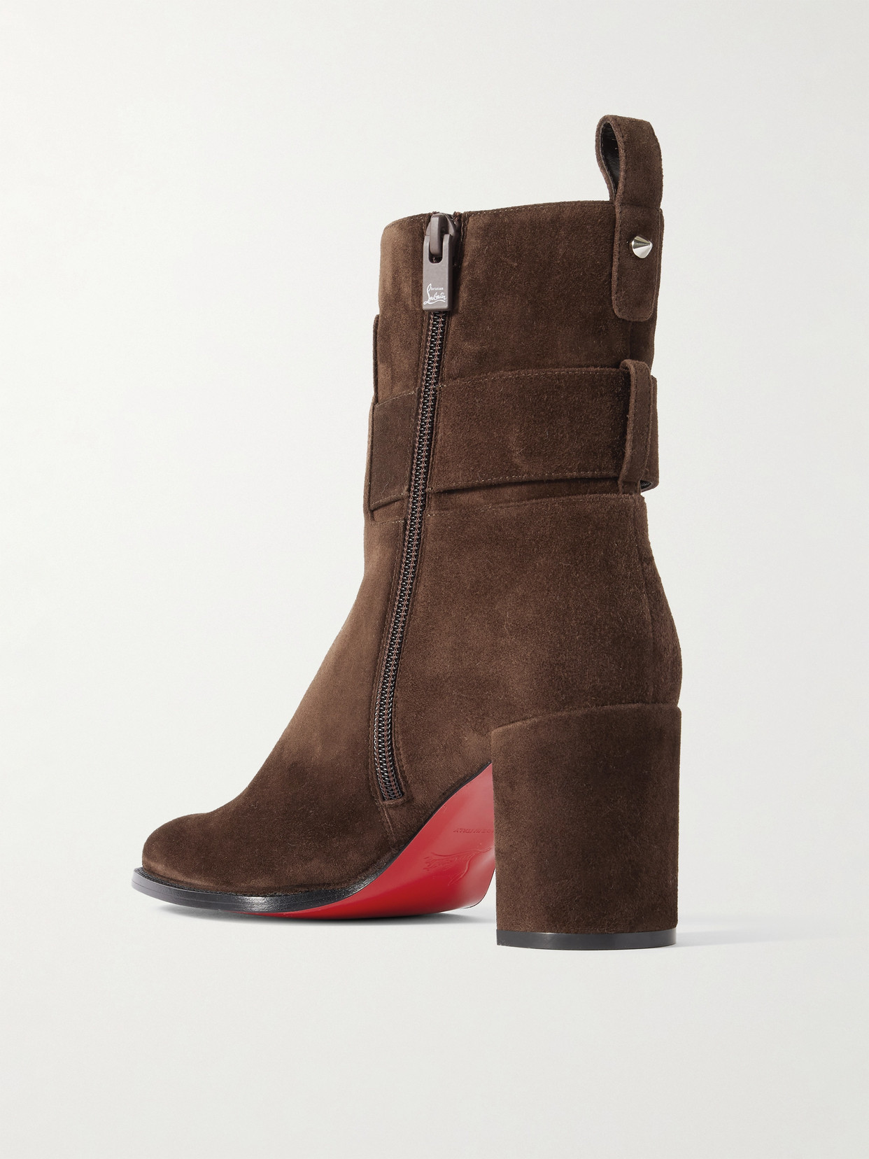 Christian Louboutin Booty Lock Suede Heeled Boots 70 In Brown