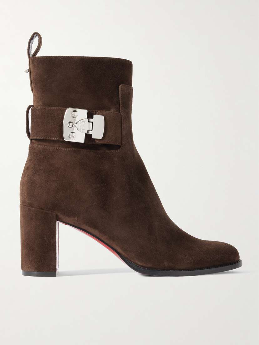 Christian Louboutin Booty Lock 70 Embellished Suede Ankle Boots