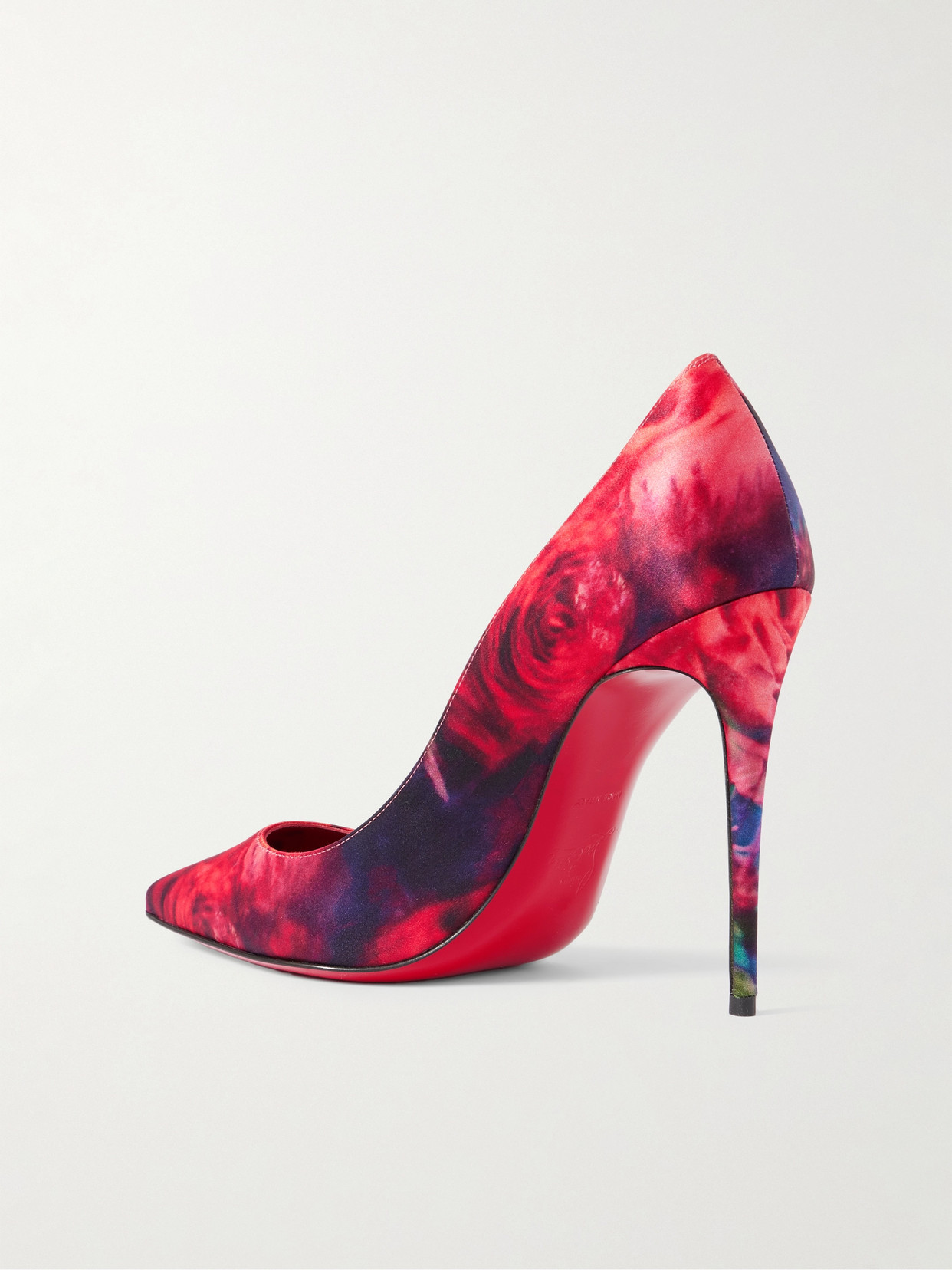 Christian Louboutin Kate 100 Floral-print Satin-crepe Pumps In Pink