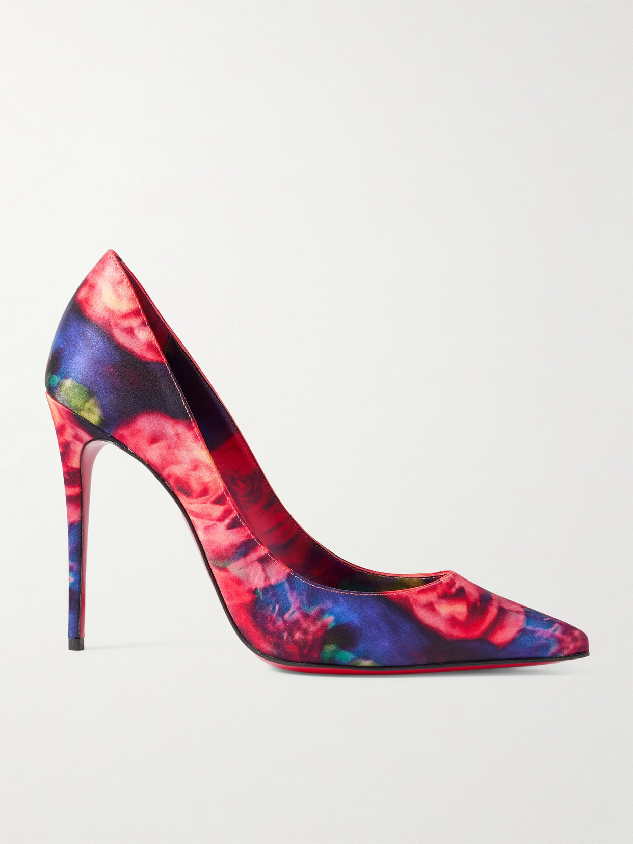 Christian Louboutin Kate 100 Floral-print Satin-crepe Pumps In Pink