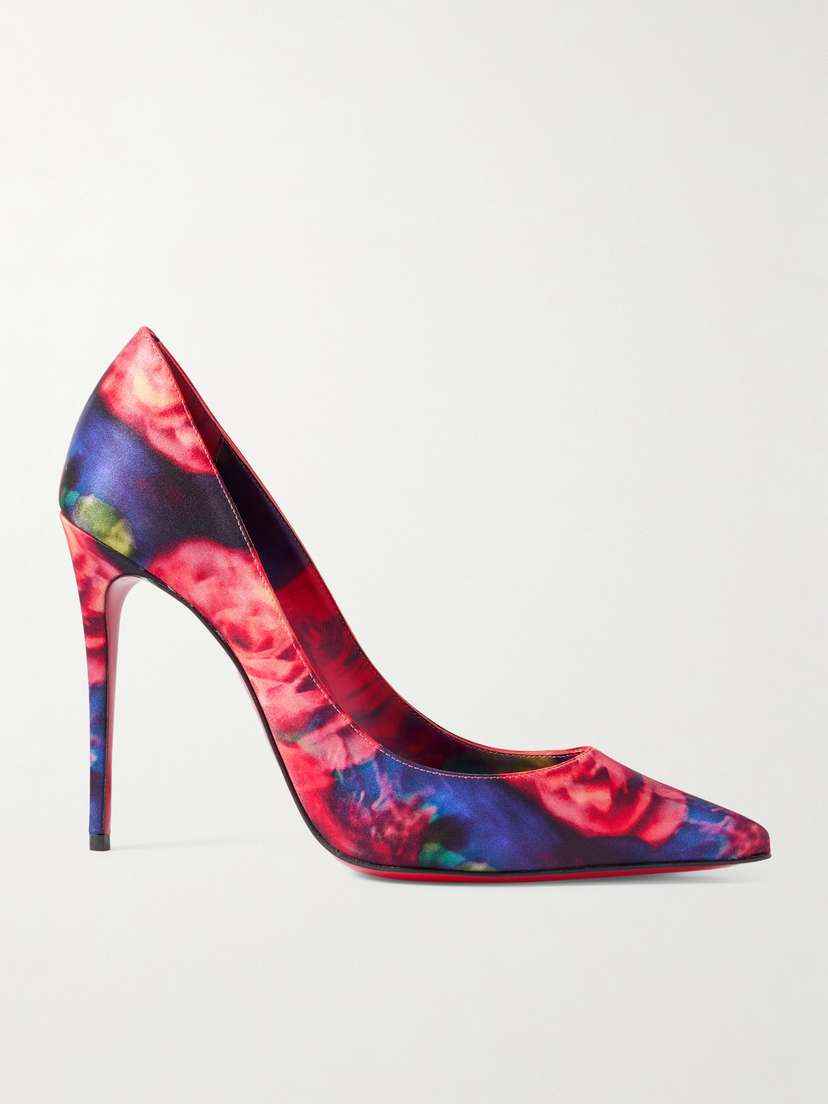 Christian Louboutin Kate 100 Floral-print Satin-crepe Pumps