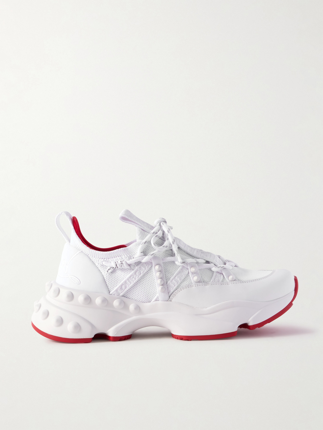 Christian Louboutin Trailnrun Panelled Mesh-knit Sneakers In White