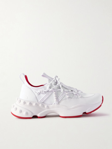 CHRISTIAN LOUBOUTIN Trailrun studded mesh, leather and neoprene sneakers