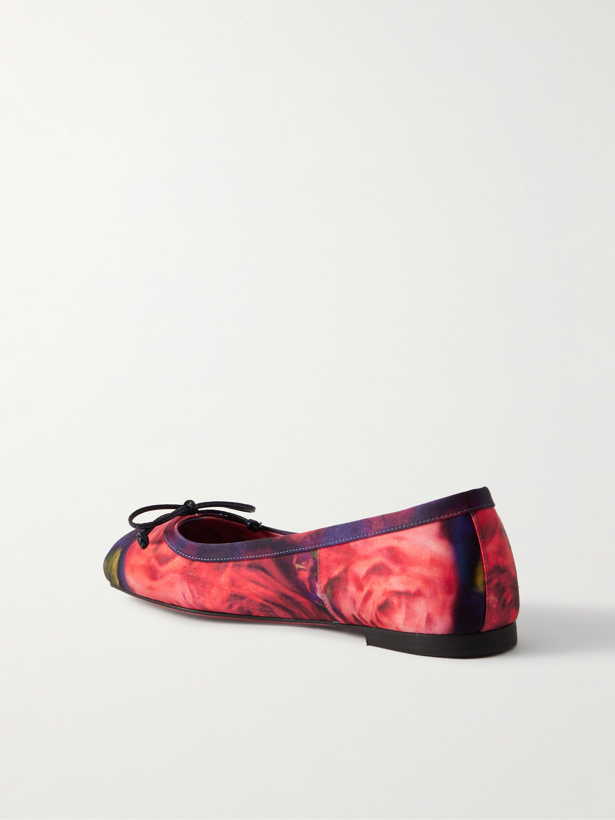 Christian Louboutin Mamadrague Bow-detailed Floral-print Satin-crepe Ballet Flats In Multi