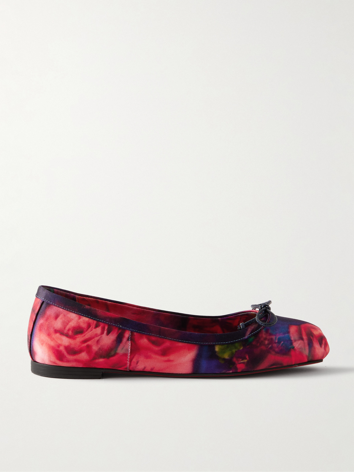 Christian Louboutin Mamadrague Bow-detailed Floral-print Satin-crepe Ballet Flats In Multi