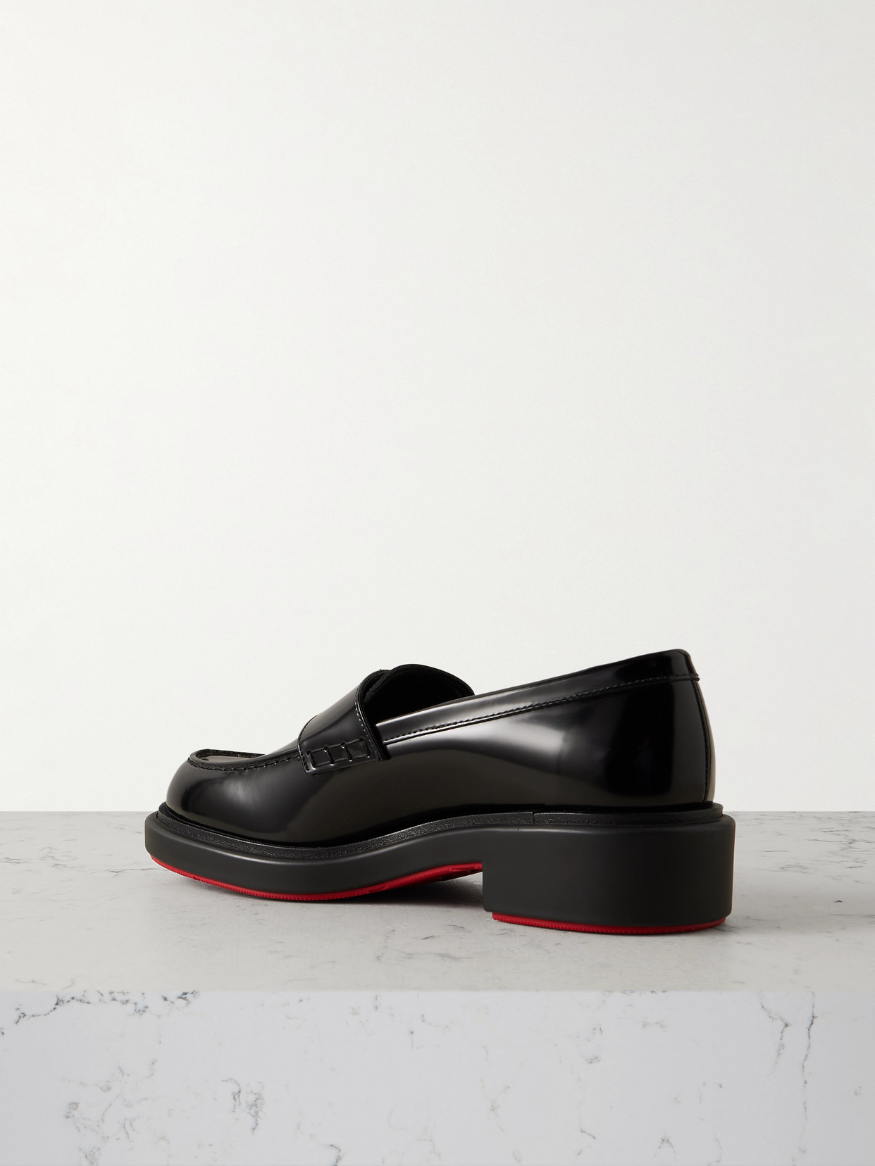 Christian Louboutin Chunky Rubber Sole Loafers With Metal Hardware In Black