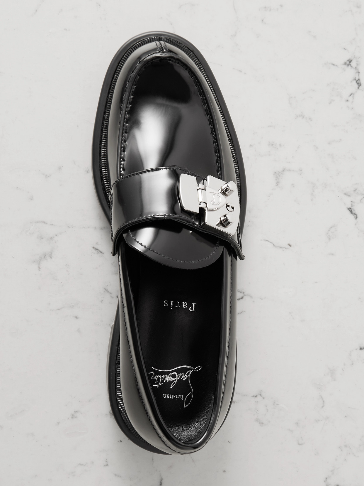 Christian Louboutin Chunky Rubber Sole Loafers With Metal Hardware In Black