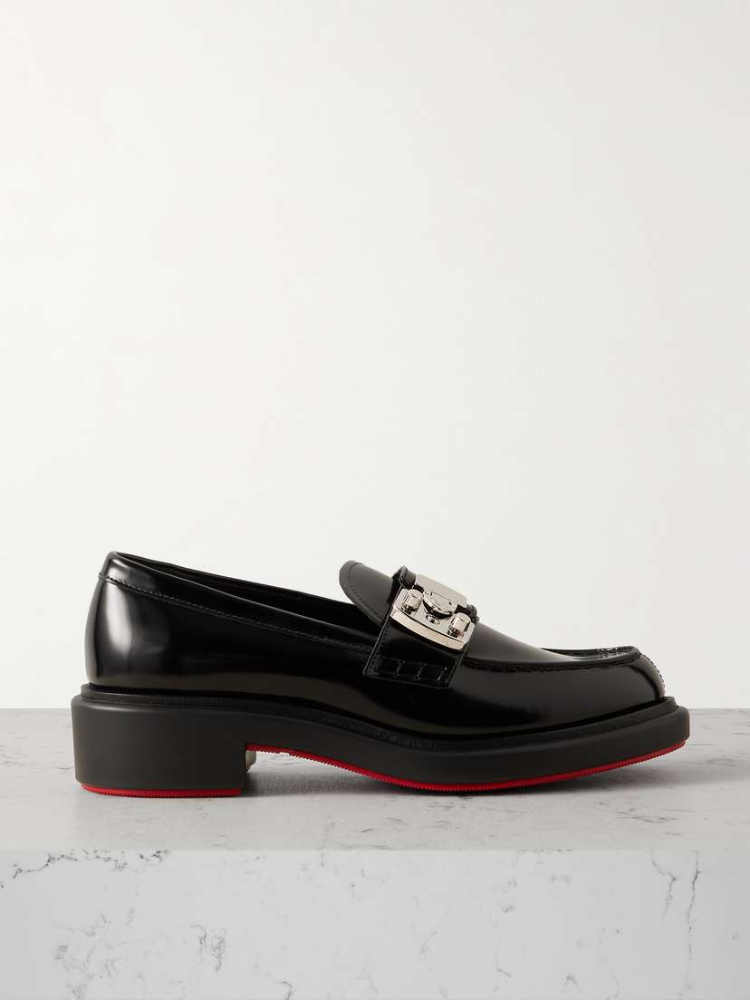 Christian Louboutin Urban Moc Lock Embellished Glossed-leather Loafers