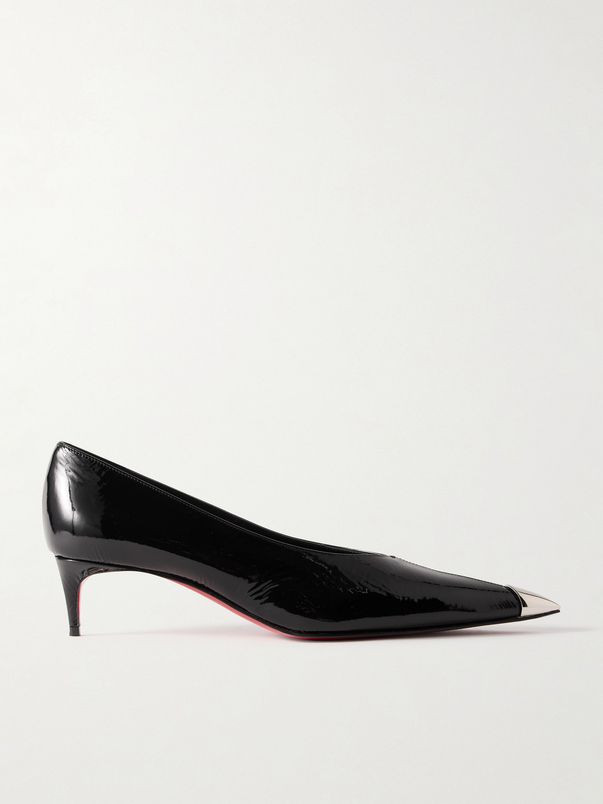Christian Louboutin Katissima 45 Embellished Patent-leather Point-toe Pumps In Black
