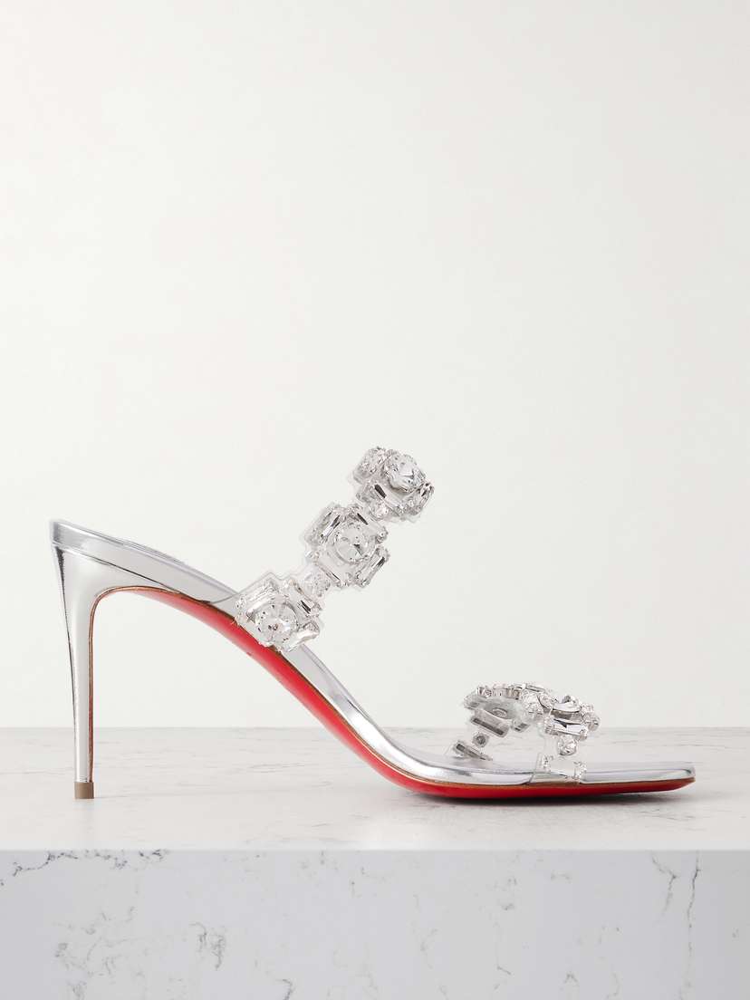 Christian Louboutin Just Jewel 85 Crystal-embellished Pvc And Leather Sandals
