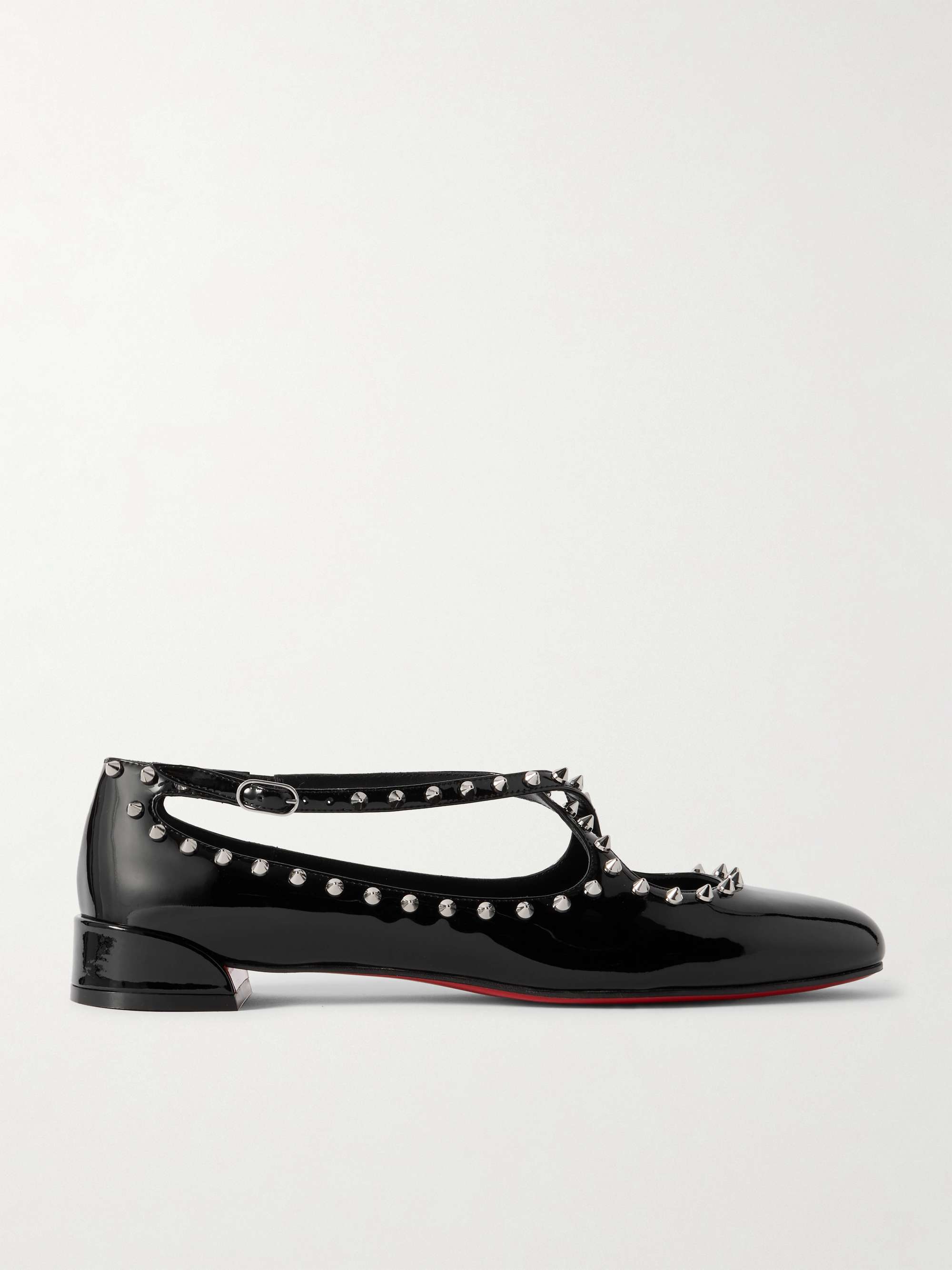 CHRISTIAN LOUBOUTIN Pilouta Jane Spike studded patent leather ballet flats NET A PORTER