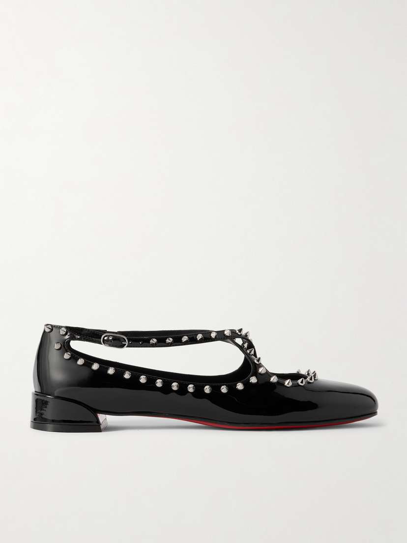 Christian Louboutin Pilouta Jane Spike Studded Patent-leather Ballet Flats