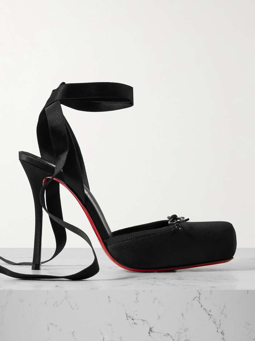Christian Louboutin Cassia 100 Bow-detailed Grosgrain-trimmed Satin-crepe Pumps