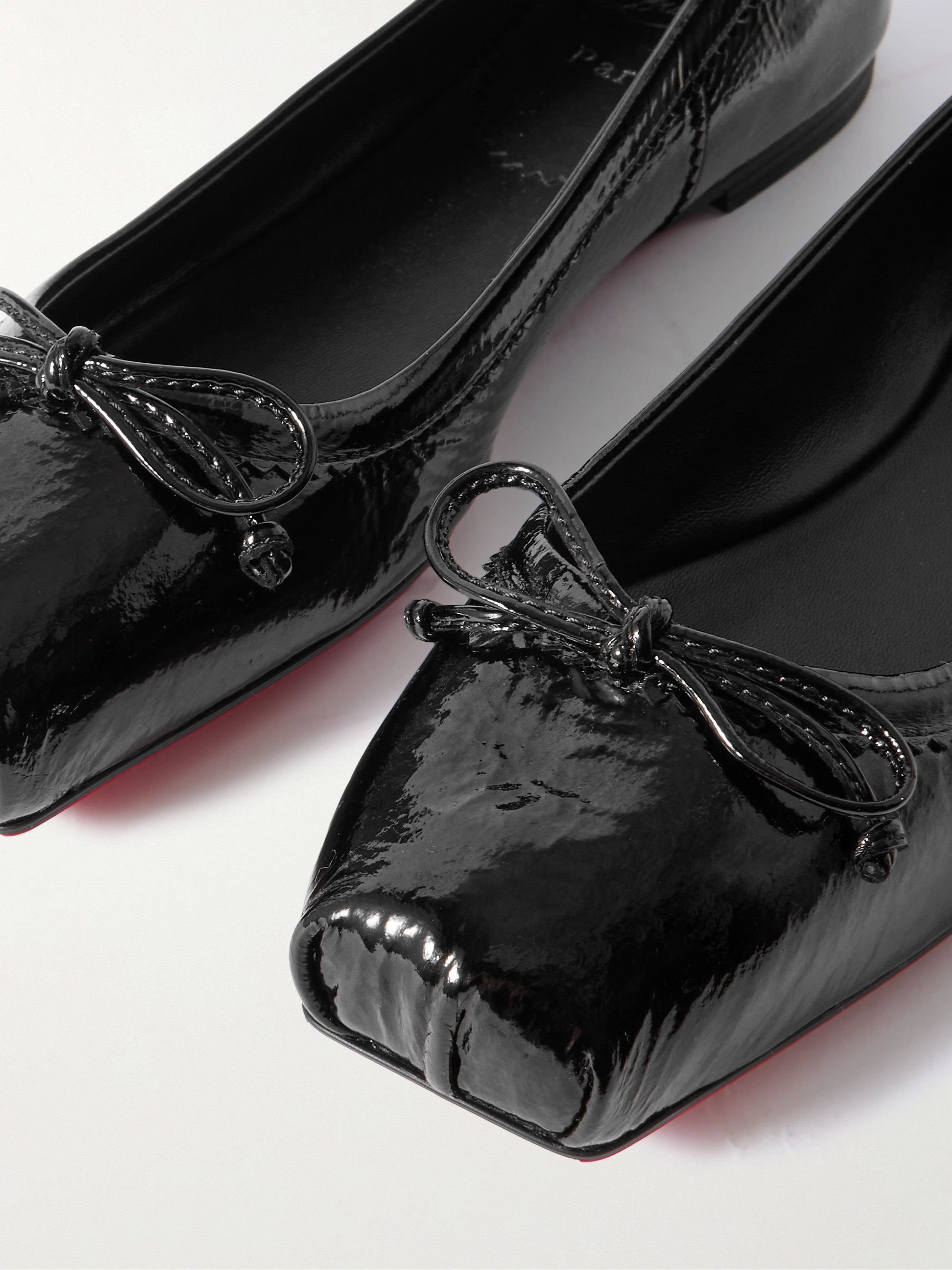 CHRISTIAN LOUBOUTIN Mamadrague crinkled patent-leather ballet flats