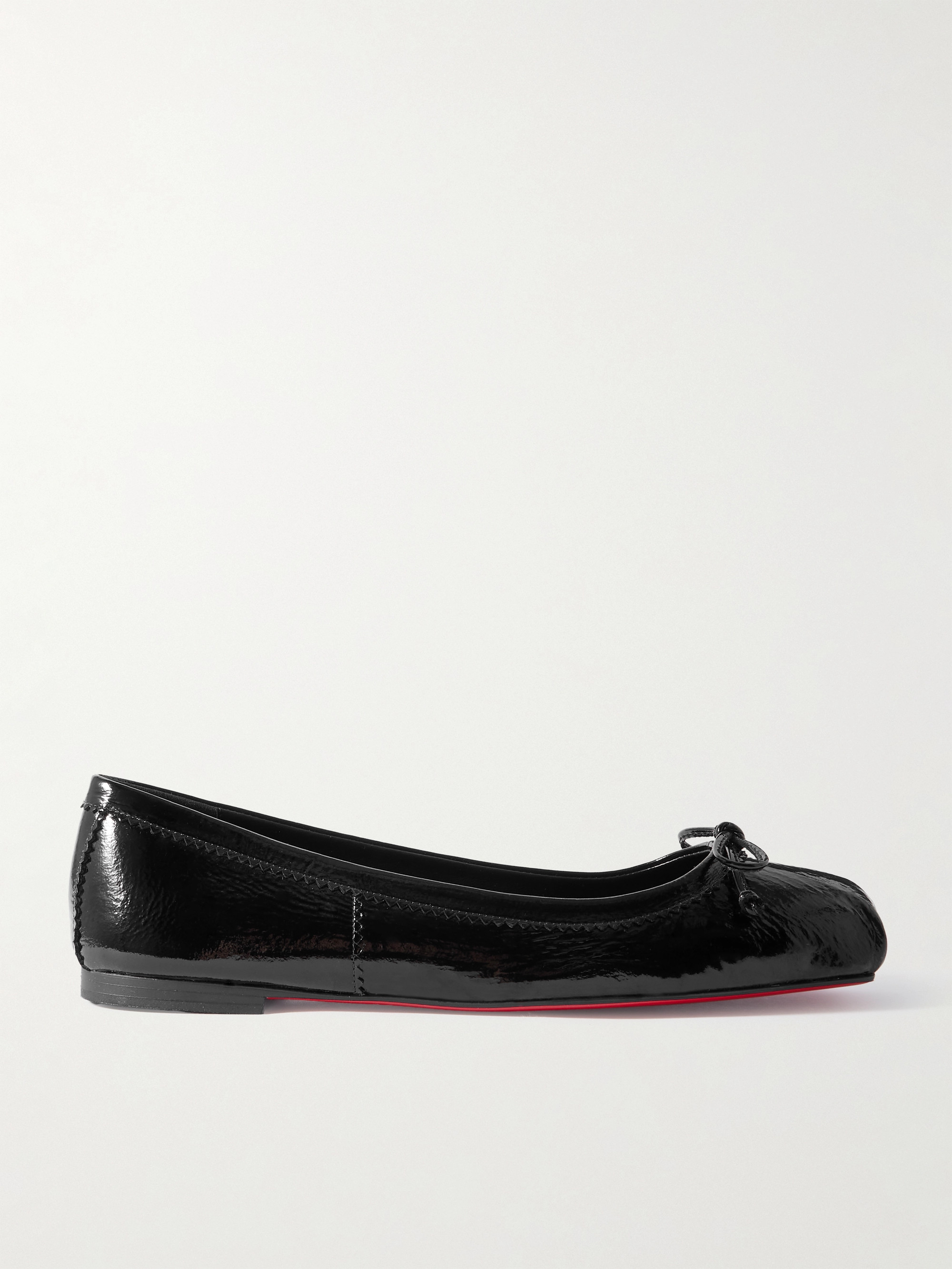 CHRISTIAN LOUBOUTIN Mamadrague crinkled patent-leather ballet flats