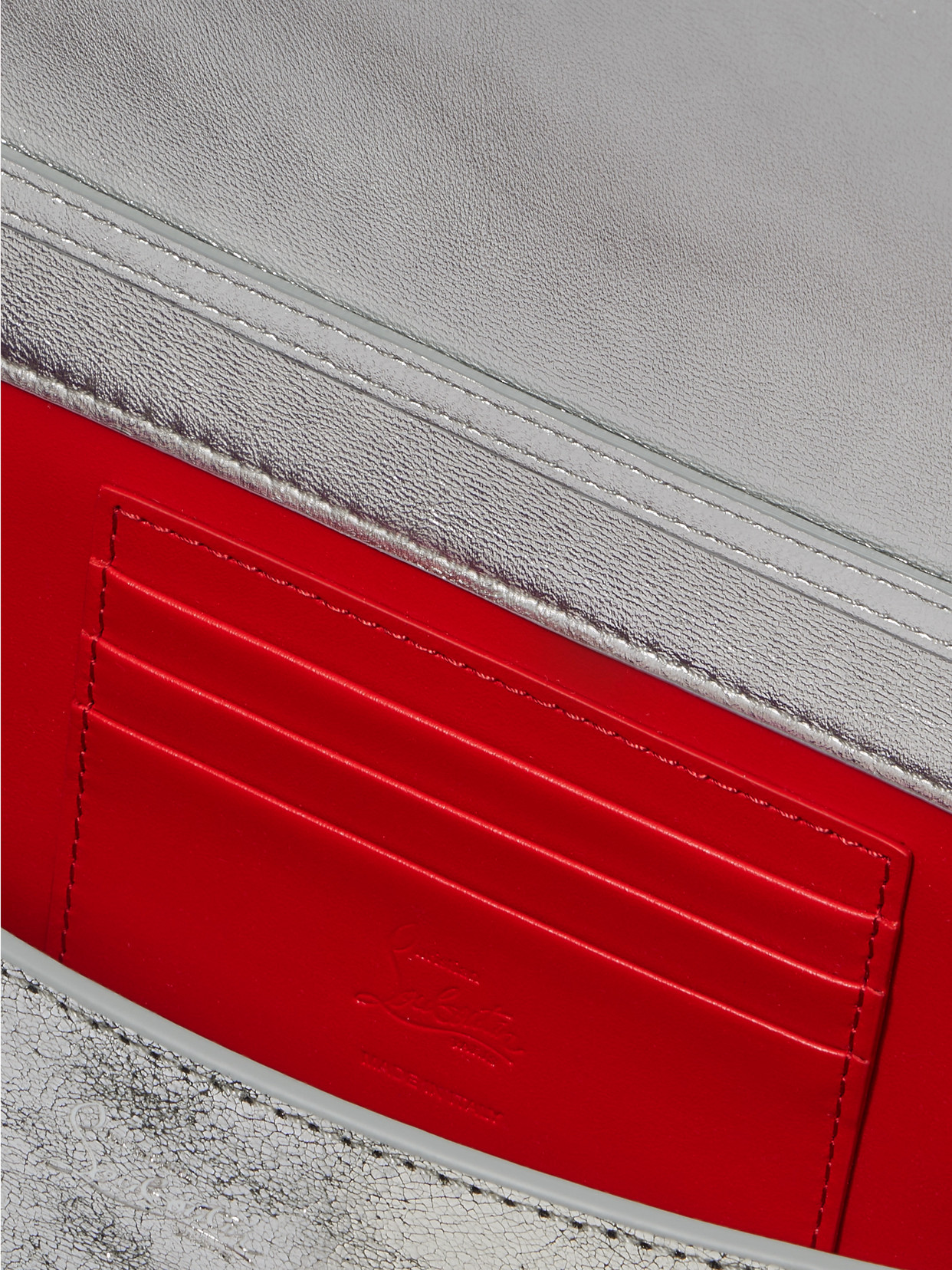 Christian Louboutin Loubi54 Embellished Metallic Cracked-leather Shoulder Bag In Silver