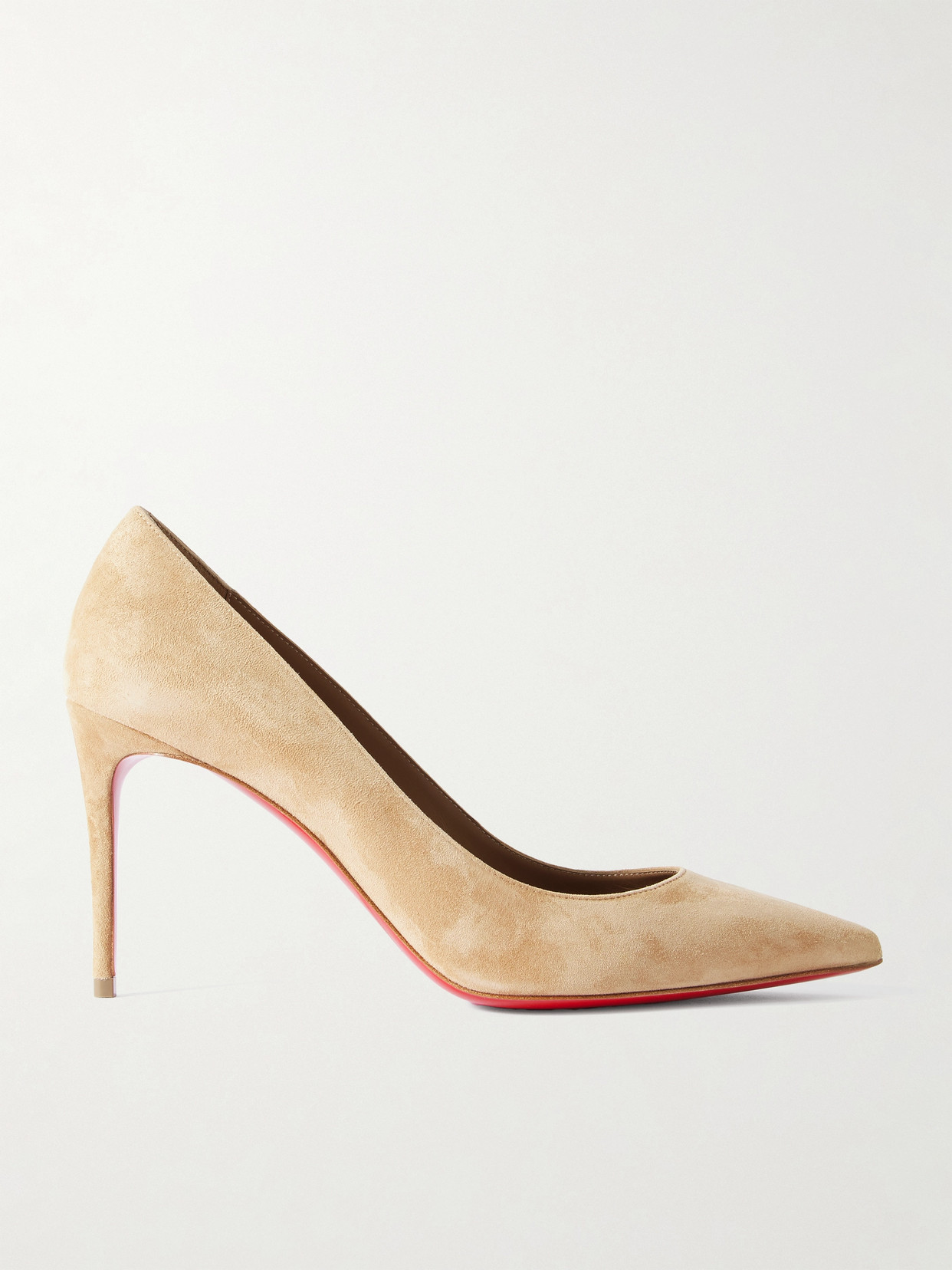Christian Louboutin Kate 85 Suede Point-toe Pumps In Neutrals