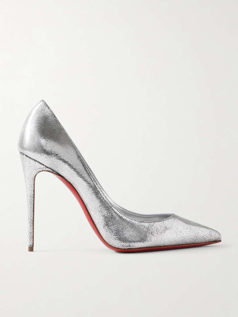 Christian Louboutin Kate 100 Metallic Cracked-leather Pumps