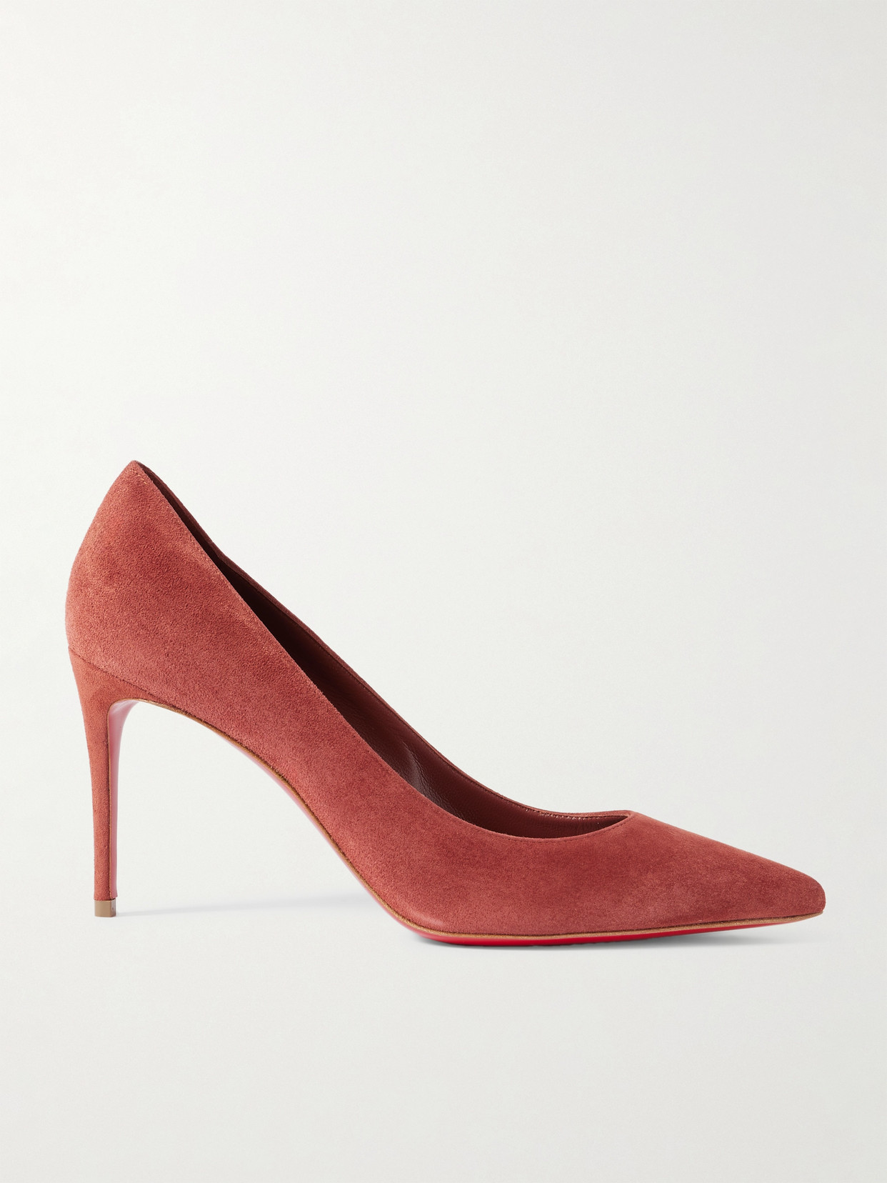Christian Louboutin Kate 85 Suede Point-toe Pumps In Red