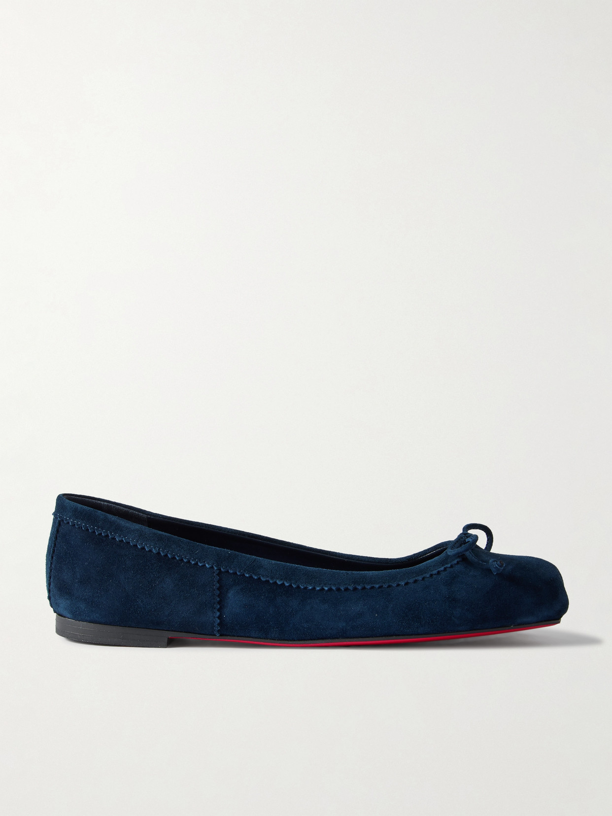 Christian Louboutin Mamadrague Velour Red Sole Ballerina Flats In Blue