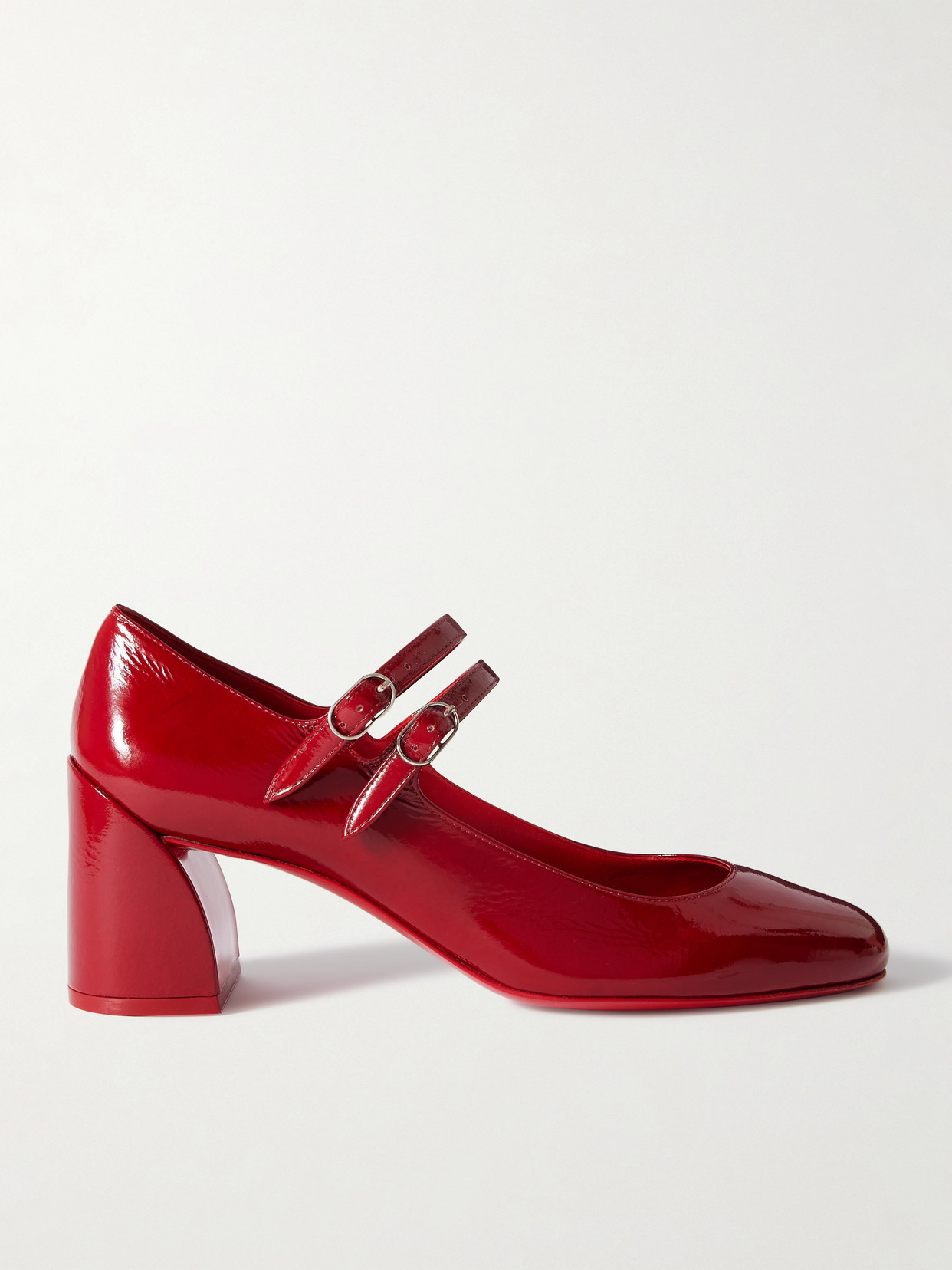 Christian Louboutin Miss Jane 55 Iridescent Patent-leather Pumps In Red