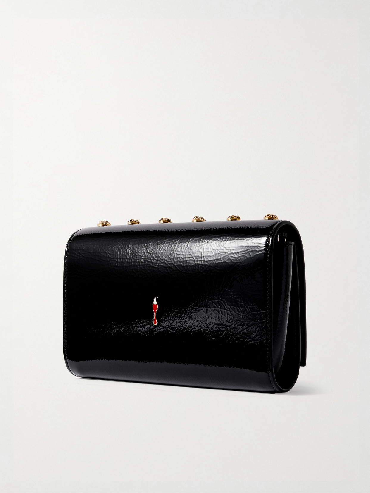 Christian Louboutin Paloma Embellished Patent-leather Shoulder Bag In Black
