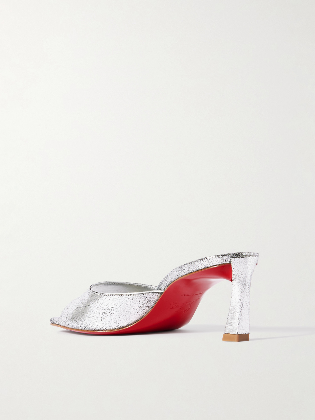 Christian Louboutin Condora 55 Metallic Cracked-leather Mules In Silver