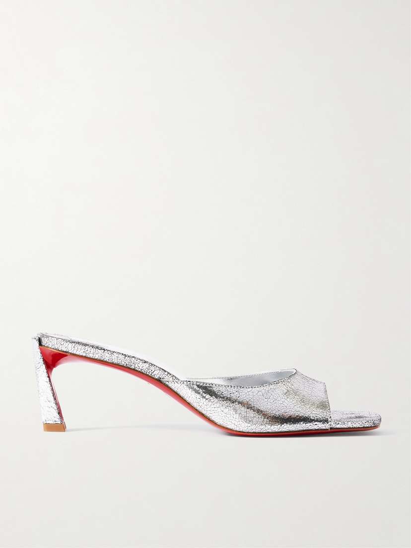 Christian Louboutin Condora 55 Metallic Cracked-leather Mules