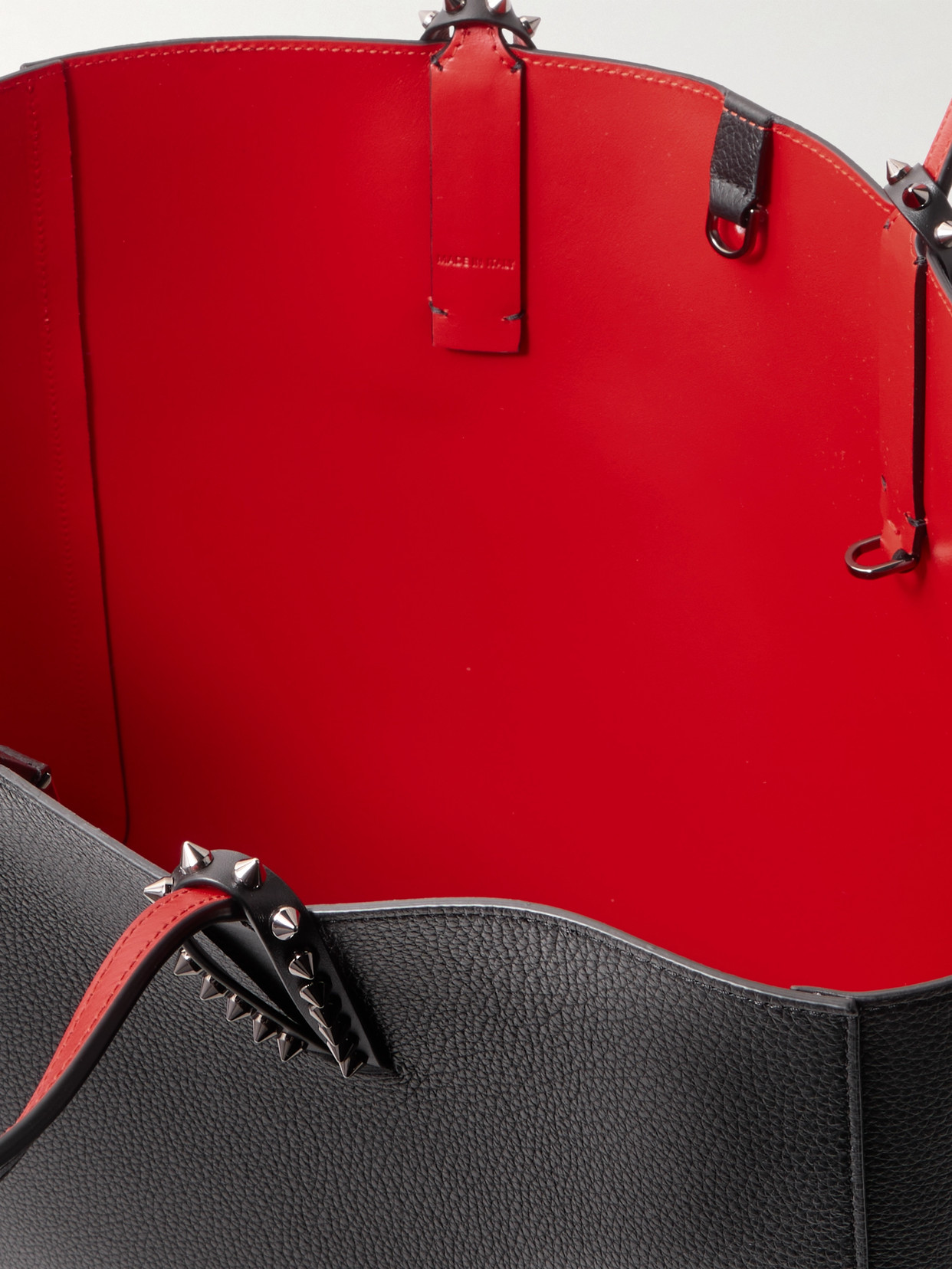 Christian Louboutin Cabata Large Studded Textured-leather Tote In Black