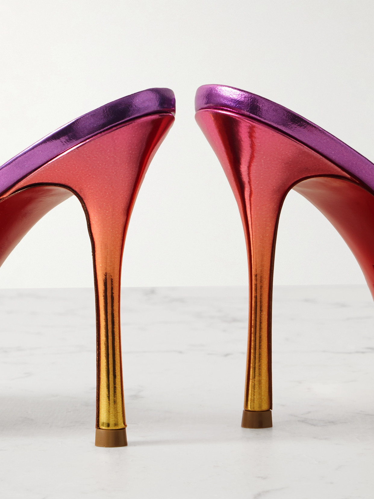 CHRISTIAN LOUBOUTIN ME DOLLY 100 IRIDESCENT LEATHER MULES