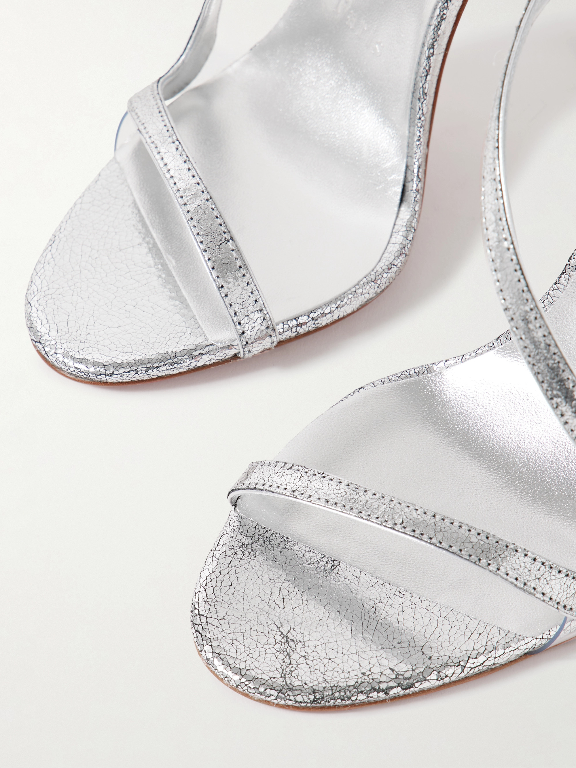 CHRISTIAN LOUBOUTIN Rosalie 100 metallic cracked-leather slingback sandals thumbnail