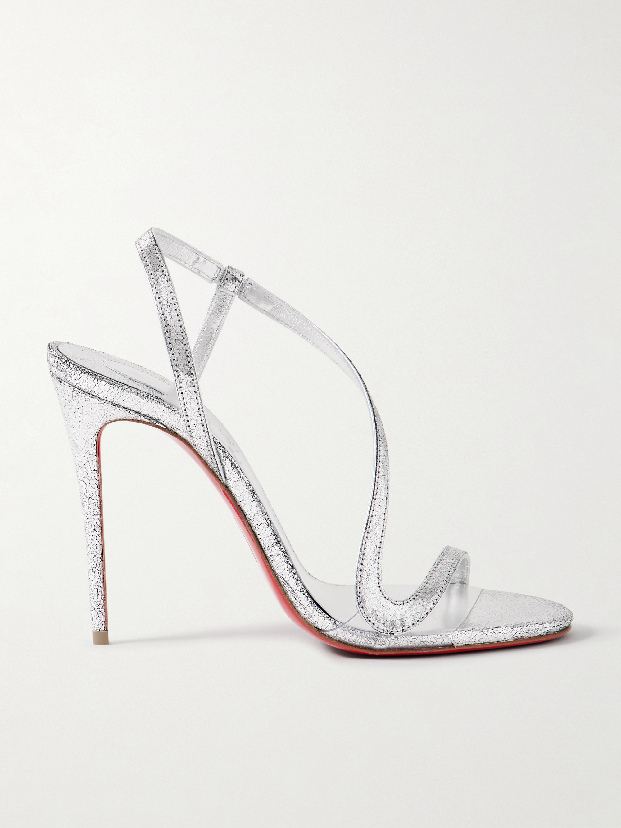 CHRISTIAN LOUBOUTIN Rosalie 100 metallic cracked-leather slingback sandals