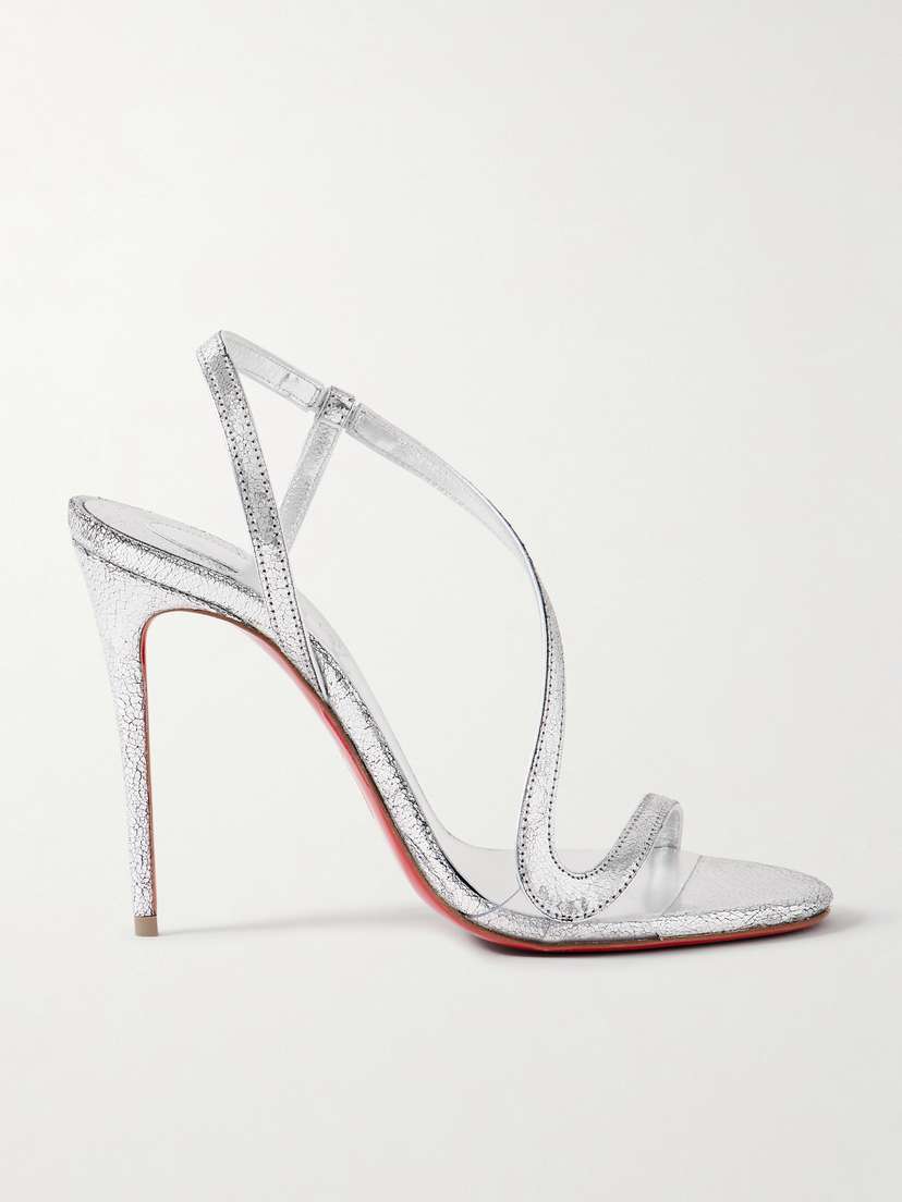 Christian Louboutin Rosalie 100 Metallic Cracked-leather Slingback Sandals