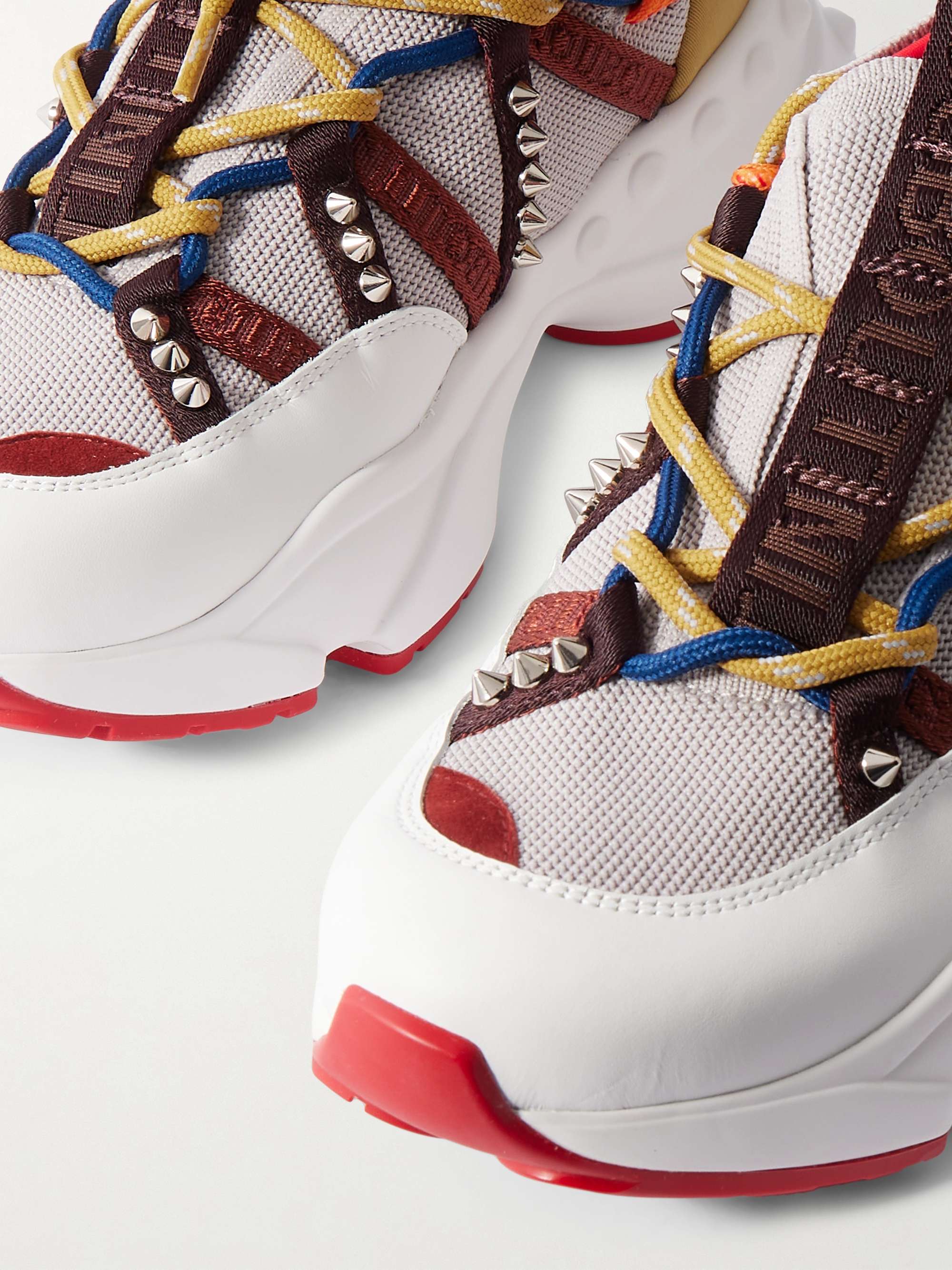 CHRISTIAN LOUBOUTIN Trailrun studded mesh, leather and