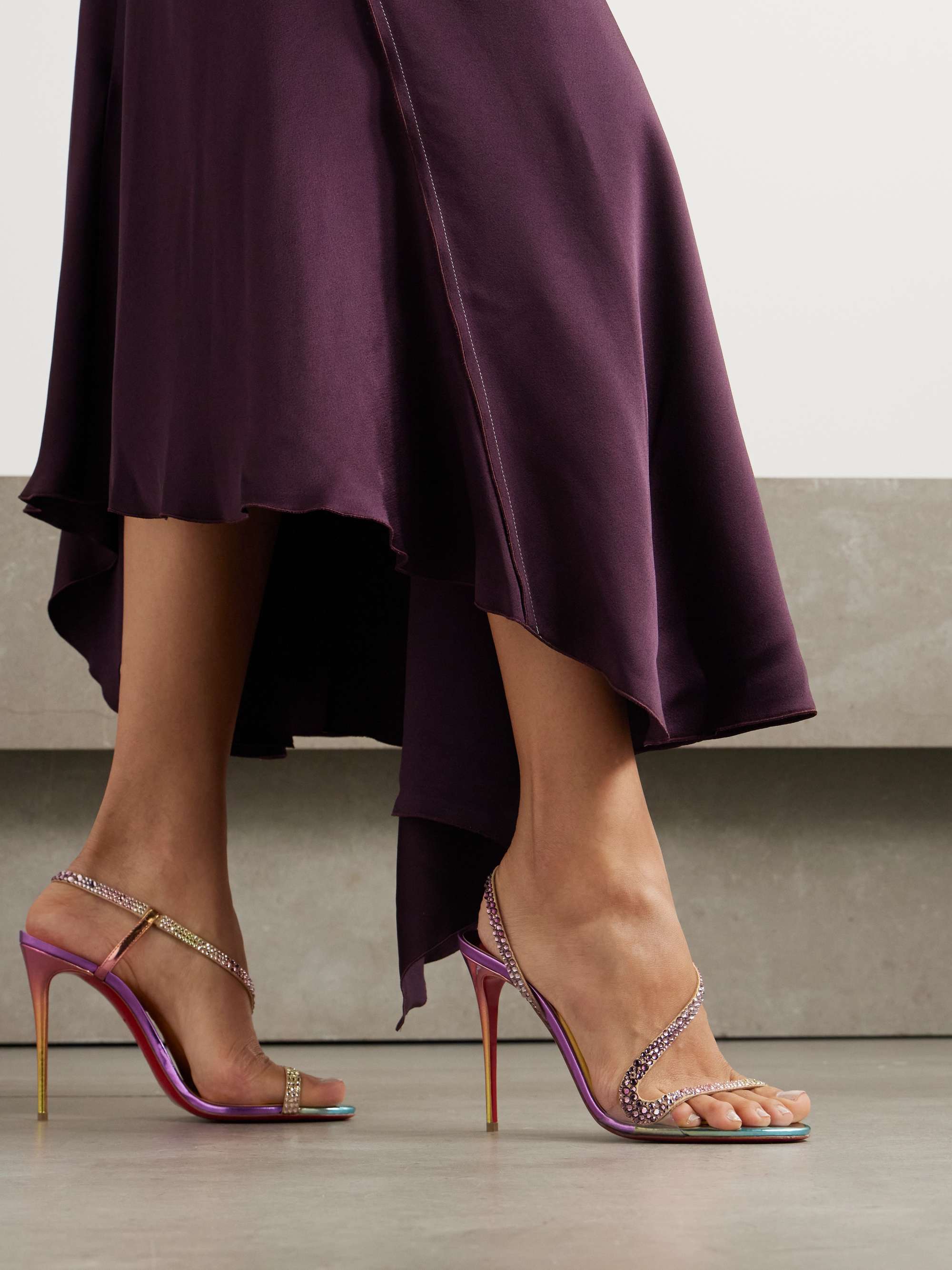 CHRISTIAN LOUBOUTIN Rosalie 100 crystal-embellished metallic CHRISTIAN LOUBOUTIN Rosalie 100 crystal-embellished metallic