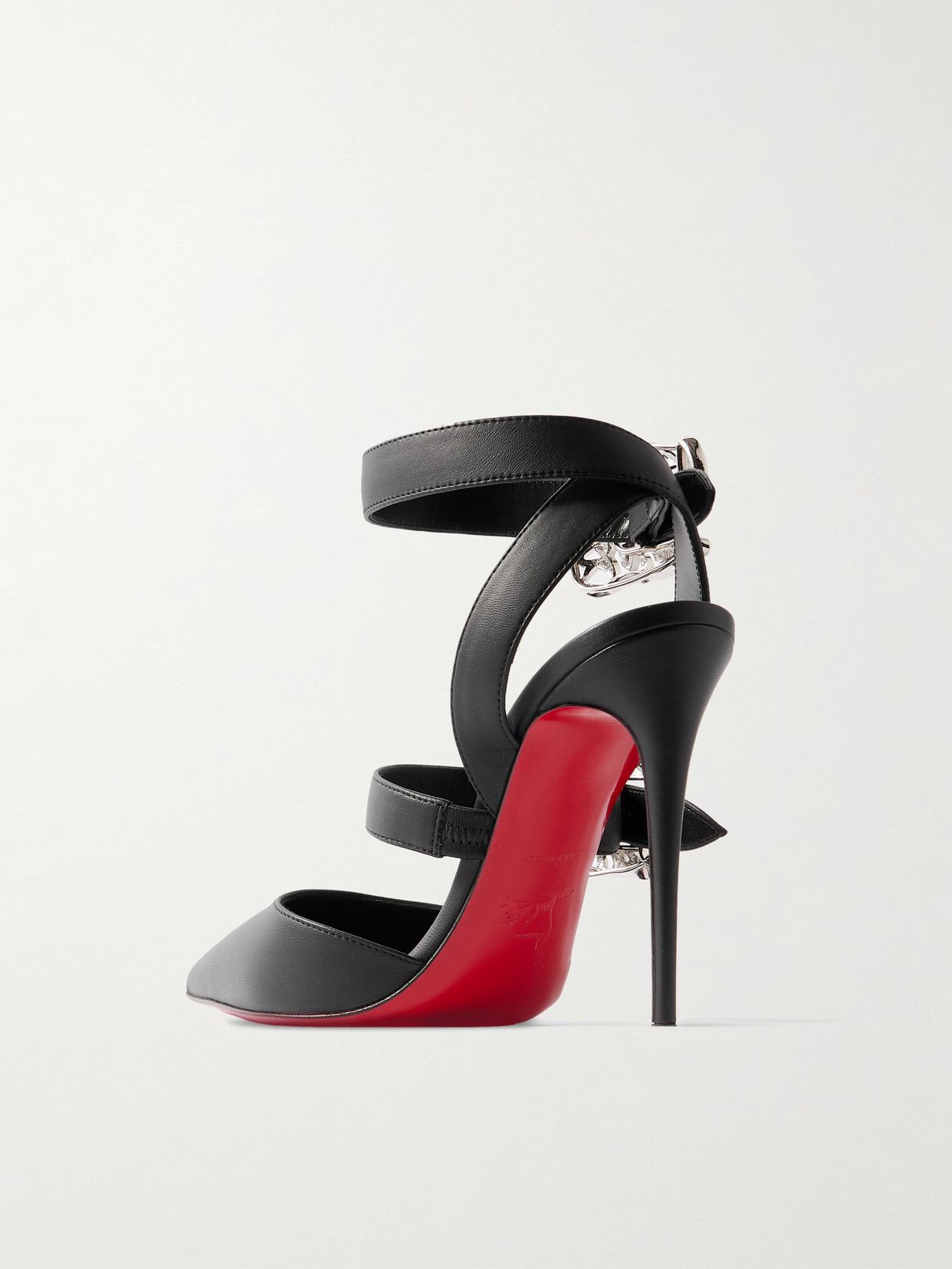 Christian Louboutin Giddylina 100 Buckle-embellished Leather Pumps In Black