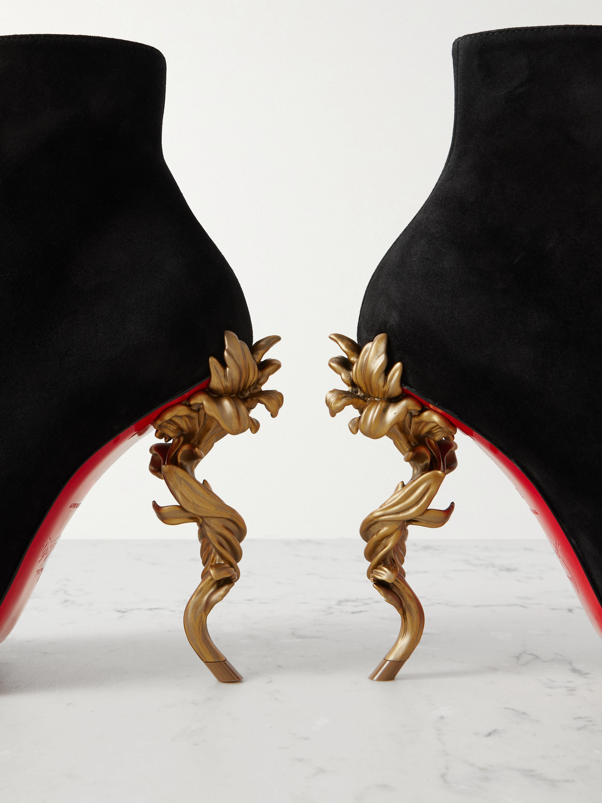 Christian Louboutin Belle Suede Red Sole Ankle Booties In Black