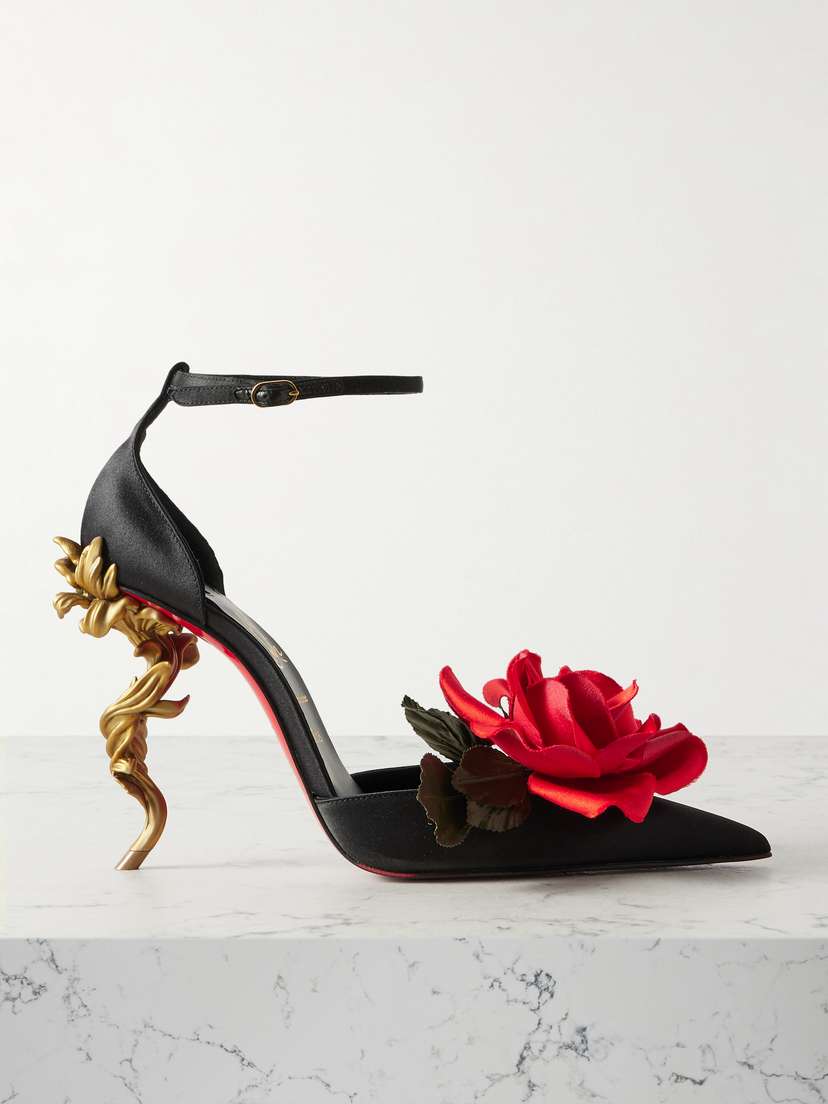 Christian Louboutin Bellarose 100 Appliquéd Satin-crepe Pumps