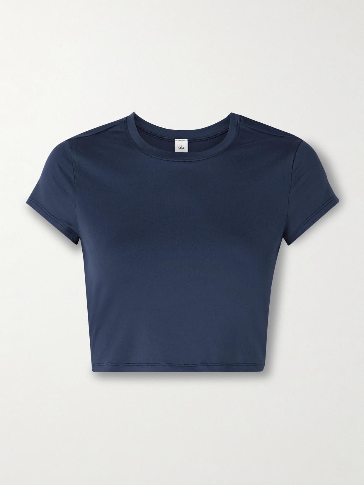 Alo Yoga Finesse Cropped Alosoft Jersey Top In Blue