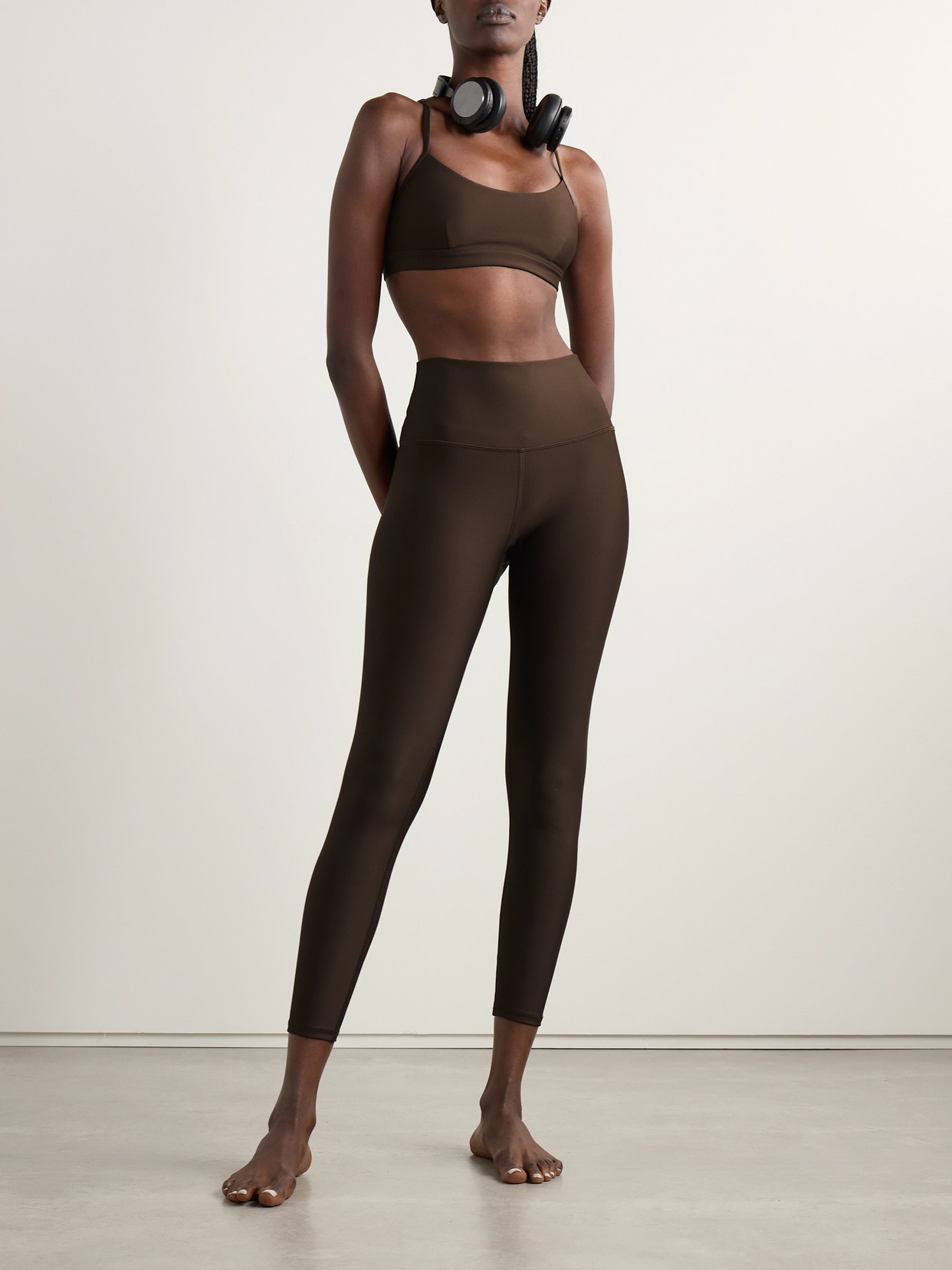 Alo Yoga Cropped Airlift Leggings In Brown