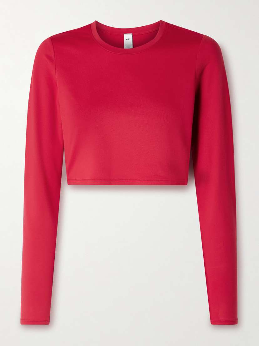 Alo Yoga Alosoft Finesse Cropped Stretch-jersey Top