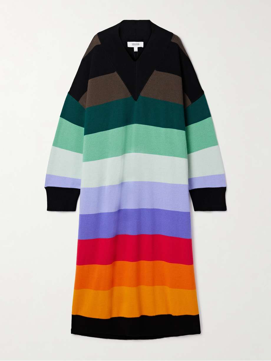 oversized striped merino wool midi dress