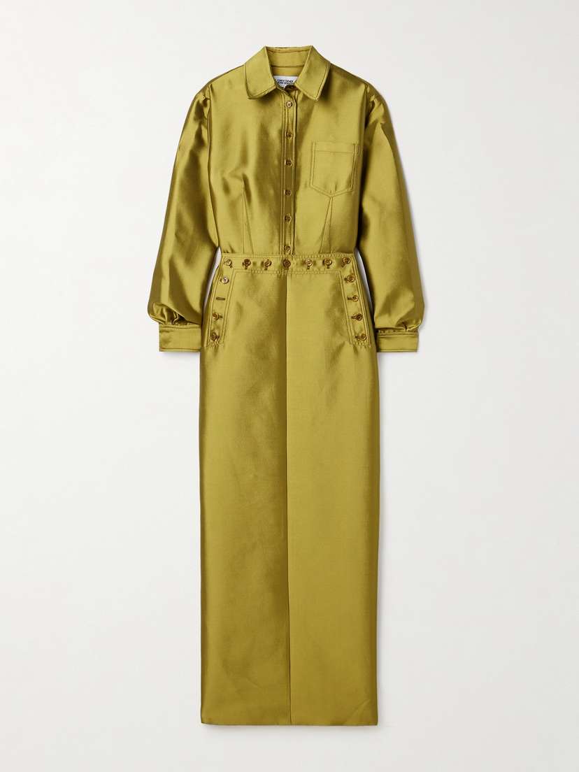 Christopher John Rogers Sailor Silk And Wool-blend Duchesse-satin Maxi Dress