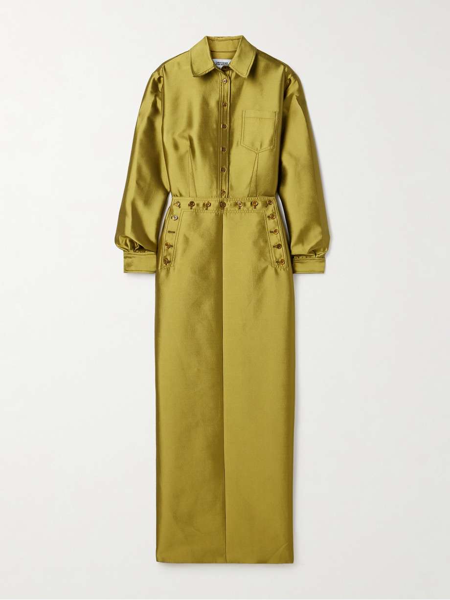 sailor silk and wool-blend duchesse-satin maxi dress