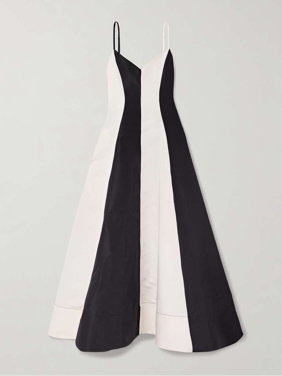 striped silk-faille gown