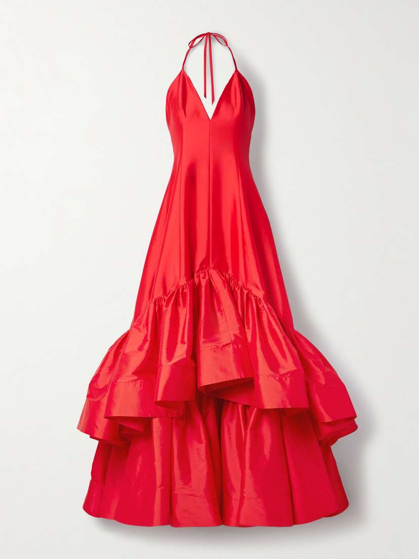 Christopher John Rogers Tiered Silk-taffeta Halterneck Gown