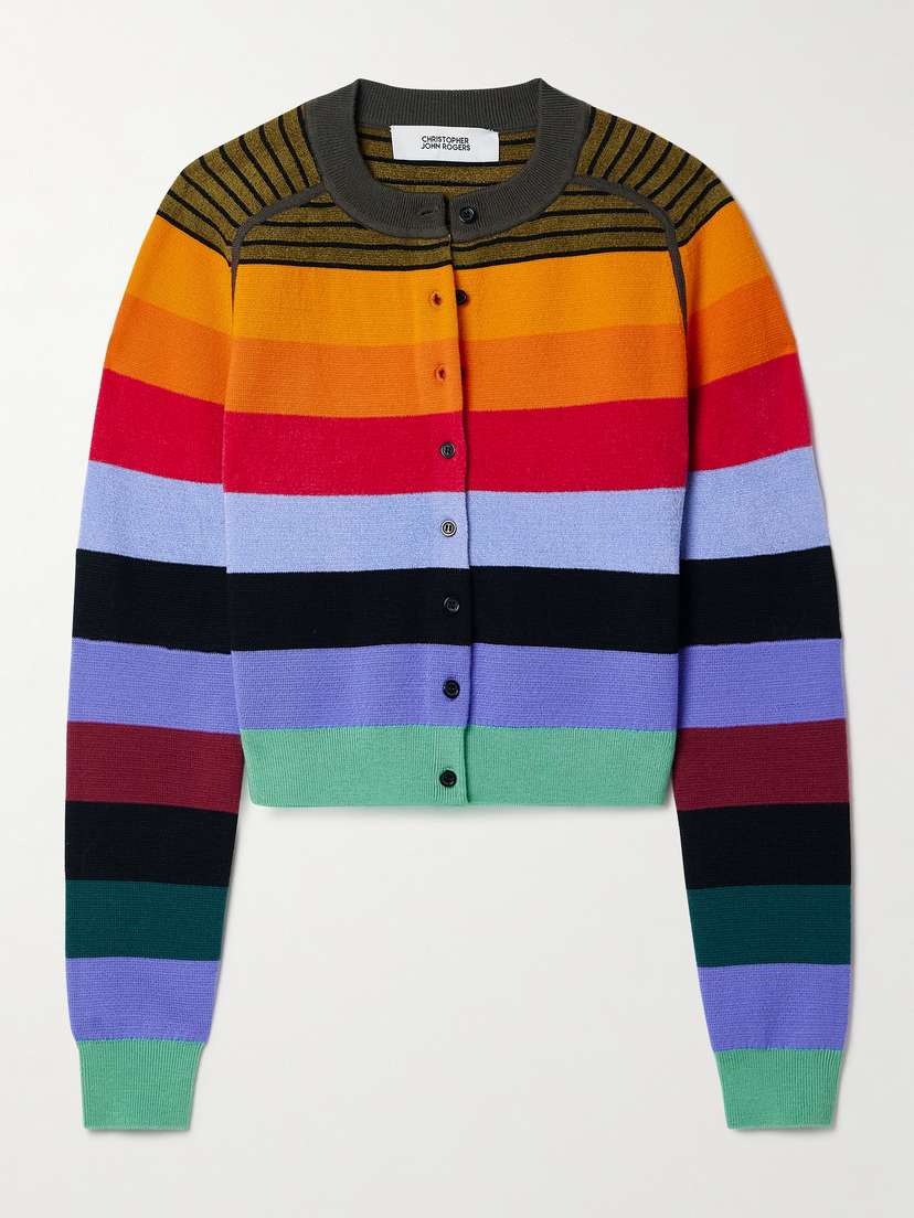 Christopher John Rogers Striped Wool-blend Cardigan