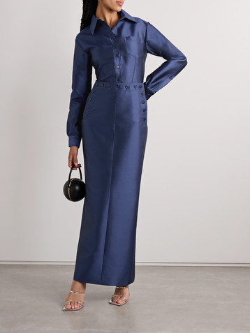 Christopher John Rogers Sailor silk and wool-blend duchesse-satin maxi dress
