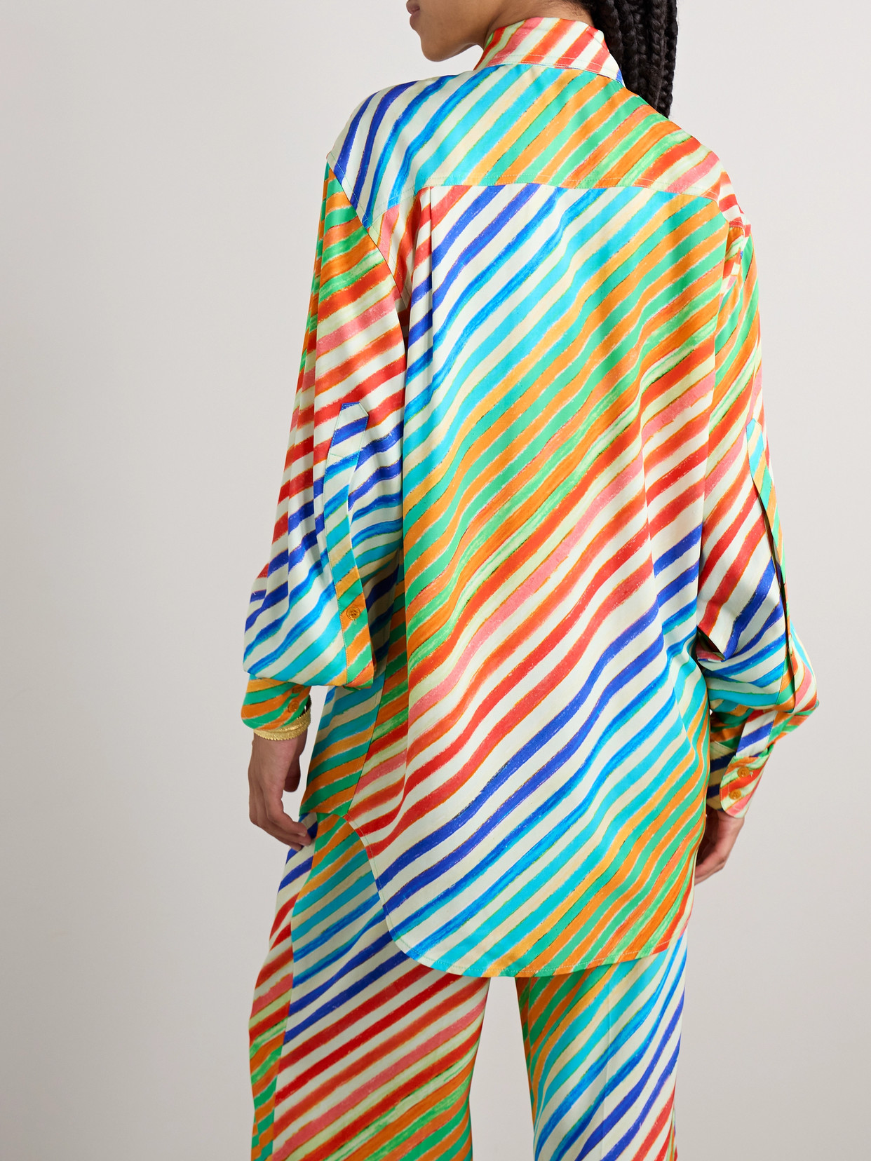 Christopher John Rogers Crayon Striped Twill Shirt In Multi